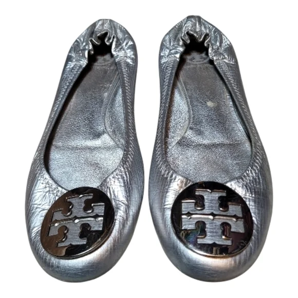 Tory Burch Silver Reva Ballet Flats - Size 9.5M - Picture 4 of 9
